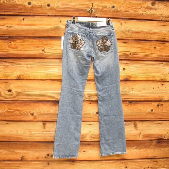 NWT 7 For All Mankind Original Boot Cut Low Rise Embellished Jeans 26 X 33.5 - Picture 7 of 12